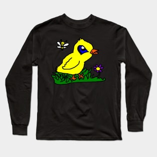 Yellow Chick and bumble bee Long Sleeve T-Shirt